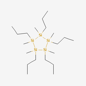 molecular formula C20H50Si5 B14399001 1,2,3,4,5-Pentamethyl-1,2,3,4,5-pentapropylpentasilolane CAS No. 87639-67-6