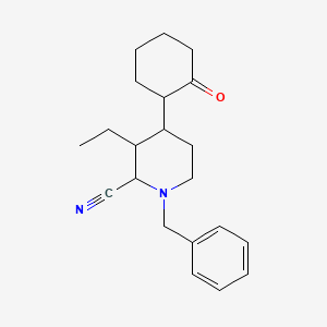 1-Benzyl-3-ethyl-4-(2-oxocyclohexyl)piperidine-2-carbonitrile