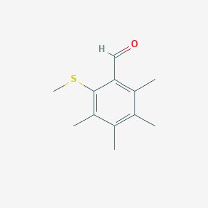 molecular formula C12H16OS B14399119 2,3,4,5-Tetramethyl-6-(methylsulfanyl)benzaldehyde CAS No. 88339-47-3