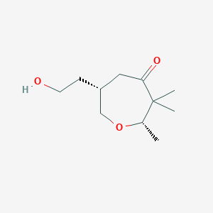 molecular formula C11H20O3 B14399173 (2S,6R)-6-(2-hydroxyethyl)-2,3,3-trimethyloxepan-4-one CAS No. 88195-18-0