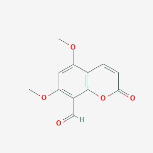 molecular formula C12H10O5 B14399180 5,7-Dimethoxy-2-oxo-2H-1-benzopyran-8-carbaldehyde CAS No. 88140-30-1