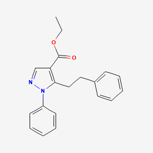 molecular formula C20H20N2O2 B14399224 1H-Pyrazole-4-carboxylic acid, 1-phenyl-5-(2-phenylethyl)-, ethyl ester CAS No. 87634-09-1