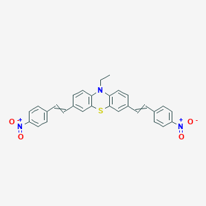 molecular formula C30H23N3O4S B14399257 10-Ethyl-3,7-bis[2-(4-nitrophenyl)ethenyl]-10H-phenothiazine CAS No. 88341-63-3