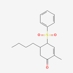 molecular formula C17H22O3S B14399383 4-(Benzenesulfonyl)-5-butyl-2-methylcyclohex-2-en-1-one CAS No. 87640-82-2