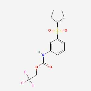 molecular formula C14H16F3NO4S B1439970 2,2,2-三氟乙基 N-[3-(环戊烷磺酰)苯基]氨基甲酸酯 CAS No. 1235441-26-5