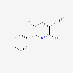 B1439997 5-Bromo-2-chloro-6-phenylnicotinonitrile CAS No. 1228182-75-9