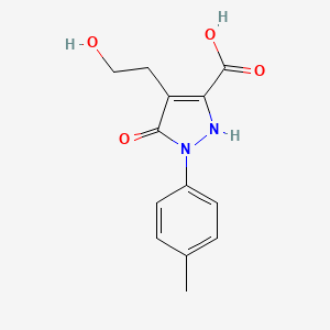 molecular formula C13H14N2O4 B1440011 4-(2-hydroxyethyl)-1-(4-methylphenyl)-5-oxo-2,5-dihydro-1H-pyrazole-3-carboxylic acid CAS No. 1223267-19-3