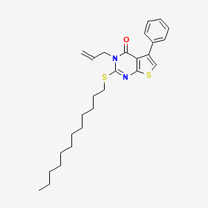 molecular formula C27H36N2OS2 B1440033 2-(dodecylsulfanyl)-5-phenyl-3-(prop-2-en-1-yl)-3H,4H-thieno[2,3-d]pyrimidin-4-one CAS No. 1235439-47-0