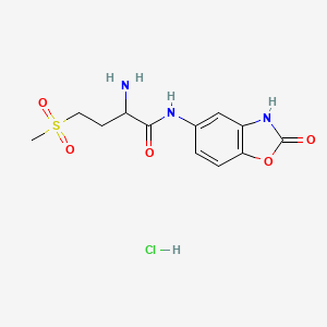 molecular formula C12H16ClN3O5S B1440037 2-amino-4-methanesulfonyl-N-(2-oxo-2,3-dihydro-1,3-benzoxazol-5-yl)butanamide hydrochloride CAS No. 1251923-78-0