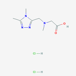 molecular formula C8H16Cl2N4O2 B1440069 2-{[(dimethyl-4H-1,2,4-triazol-3-yl)methyl](methyl)amino}acetic acid dihydrochloride CAS No. 1221722-33-3