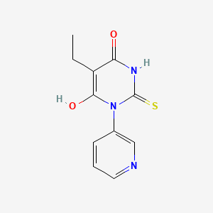 molecular formula C11H11N3O2S B1440080 5-Ethyl-6-hydroxy-3-(pyridin-3-yl)-2-sulfanyl-3,4-dihydropyrimidin-4-one CAS No. 1235438-83-1