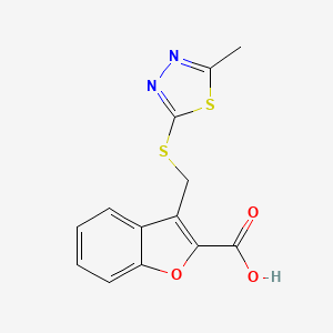 molecular formula C13H10N2O3S2 B1440119 3-{[(5-Methyl-1,3,4-thiadiazol-2-yl)sulfanyl]methyl}-1-benzofuran-2-carboxylic acid CAS No. 1050043-22-5