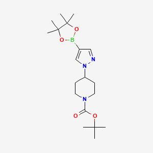 molecular formula C19H32BN3O4 B1440137 叔丁基 4-(4-(4,4,5,5-四甲基-1,3,2-二氧杂硼环-2-基)-1H-吡唑-1-基)哌啶-1-甲酸酯 CAS No. 877399-74-1