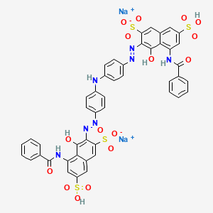 molecular formula C46H31N7Na2O16S4 B14401412 Disodium;5-benzamido-3-[[4-[4-[(8-benzamido-1-hydroxy-6-sulfo-3-sulfonatonaphthalen-2-yl)diazenyl]anilino]phenyl]diazenyl]-4-hydroxy-7-sulfonaphthalene-2-sulfonate CAS No. 85223-30-9