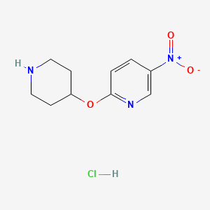 molecular formula C10H14ClN3O3 B1440147 5-Nitro-2-(4-piperidinyloxy)pyridine hydrochloride CAS No. 1185309-69-6