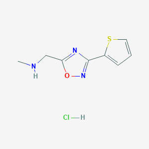 molecular formula C8H10ClN3OS B1440156 Methyl({[3-(thiophen-2-yl)-1,2,4-oxadiazol-5-yl]methyl})amine hydrochloride CAS No. 1185365-43-8