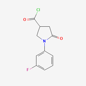 molecular formula C11H9ClFNO2 B1440171 1-(3-Fluorophenyl)-5-oxo-3-pyrrolidinecarbonyl chloride CAS No. 1105195-44-5