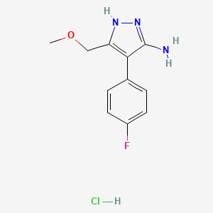 molecular formula C11H13ClFN3O B1440175 4-(4-Fluoro-phenyl)-5-methoxymethyl-2H-pyrazol-3-ylamine hydrochloride CAS No. 1257871-80-9