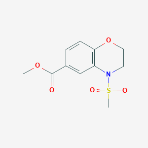 molecular formula C11H13NO5S B1440186 methyl 4-(methylsulfonyl)-3,4-dihydro-2H-1,4-benzoxazine-6-carboxylate CAS No. 1160474-62-3