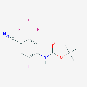 molecular formula C13H12F3IN2O2 B1440189 叔丁基 N-[4-氰基-2-碘-5-(三氟甲基)苯基]氨基甲酸酯 CAS No. 1190198-36-7
