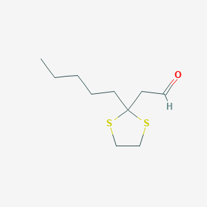 B14402307 (2-Pentyl-1,3-dithiolan-2-yl)acetaldehyde CAS No. 84863-25-2