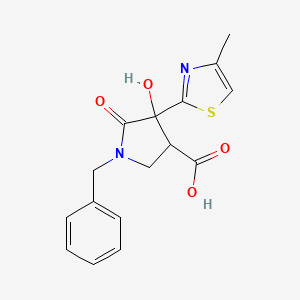1-Benzyl-4-hydroxy-4-(4-methyl-1,3-thiazol-2-yl)-5-oxopyrrolidine-3-carboxylic acid