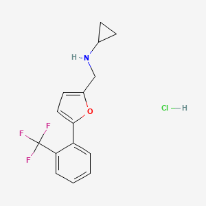 molecular formula C15H15ClF3NO B1440246 N-({5-[2-(trifluoromethyl)phenyl]furan-2-yl}methyl)cyclopropanamine hydrochloride CAS No. 1197575-78-2