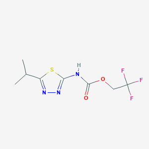 molecular formula C8H10F3N3O2S B1440260 2,2,2-三氟乙基N-[5-(丙-2-基)-1,3,4-噻二唑-2-基]氨基甲酸酯 CAS No. 1198062-38-2