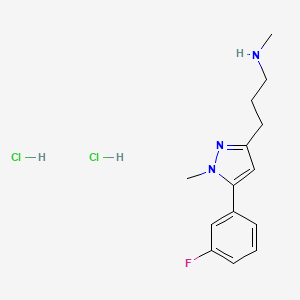 molecular formula C14H20Cl2FN3 B1440273 {3-[5-(3-fluorophenyl)-1-methyl-1H-pyrazol-3-yl]propyl}(methyl)amine dihydrochloride CAS No. 1193389-60-4