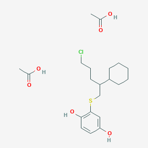 Acetic acid;2-(5-chloro-2-cyclohexylpentyl)sulfanylbenzene-1,4-diol