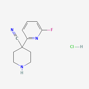 molecular formula C11H13ClFN3 B1440316 4-(6-Fluoropyridin-2-YL)piperidine-4-carbonitrile hydrochloride CAS No. 1185145-94-1
