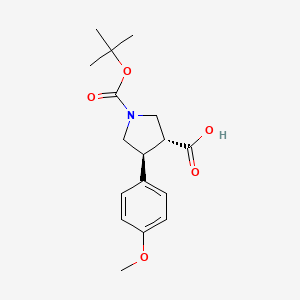 molecular formula C17H23NO5 B1440341 trans-1-Boc-3-carboxy-4-(4-methoxyphenyl)pyrrolidine CAS No. 1000415-75-7