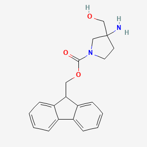molecular formula C20H22N2O3 B1440343 (9H-fluoren-9-yl)methyl 3-amino-3-(hydroxymethyl)pyrrolidine-1-carboxylate CAS No. 951625-98-2