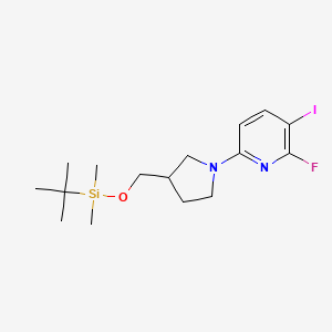 molecular formula C16H26FIN2OSi B1440366 6-(3-((Tert-butyldimethylsilyloxy)methyl)-pyrrolidin-1-YL)-2-fluoro-3-iodopyridine CAS No. 1228666-57-6