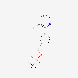 molecular formula C17H29IN2OSi B1440369 2-(3-[(Tert-butyldimethylsilyloxy)methyl]-pyrrolidin-1-YL)-3-iodo-5-methylpyridine CAS No. 1203499-22-2