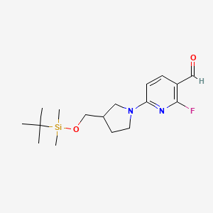 molecular formula C17H27FN2O2Si B1440399 6-(3-((叔丁基二甲基甲硅烷基氧基)甲基)-吡咯烷-1-基)-2-氟烟酰甲醛 CAS No. 1228665-60-8