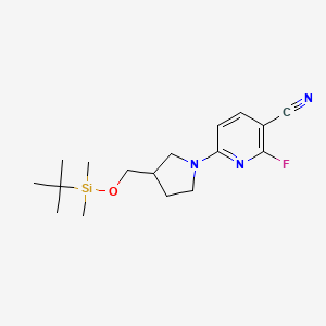 molecular formula C17H26FN3OSi B1440413 6-(3-((Tert-butyldimethylsilyloxy)methyl)-pyrrolidin-1-YL)-2-fluoronicotinonitrile CAS No. 1228666-32-7
