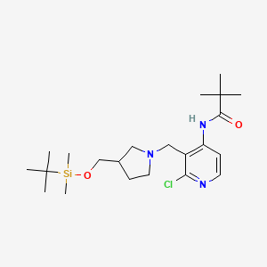 molecular formula C22H38ClN3O2Si B1440439 N-(3-((3-((tert-Butyldimethylsilyloxy)methyl)pyrrolidin-1-yl)methyl)-2-chloropyridin-4-yl)pivalamide CAS No. 1186310-83-7