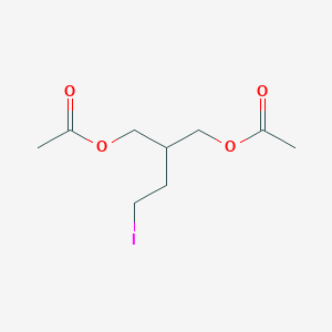 molecular formula C9H15IO4 B144045 1,3-丙二醇，2-(2-碘乙基)-，二乙酸酯 CAS No. 127047-77-2