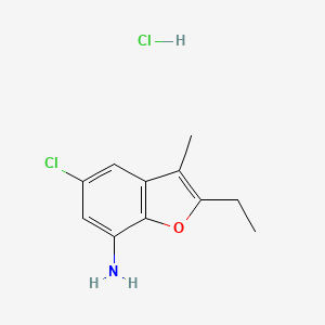 molecular formula C11H13Cl2NO B1440479 5-氯-2-乙基-3-甲基-1-苯并呋喃-7-胺盐酸盐 CAS No. 1185301-77-2