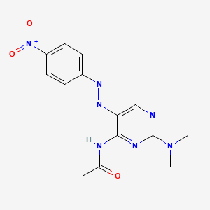 molecular formula C14H15N7O3 B14404820 N-{2-(Dimethylamino)-5-[(E)-(4-nitrophenyl)diazenyl]pyrimidin-4-yl}acetamide CAS No. 88380-74-9