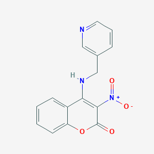 molecular formula C15H11N3O4 B14405022 3-Nitro-4-{[(pyridin-3-yl)methyl]amino}-2H-1-benzopyran-2-one CAS No. 88353-22-4