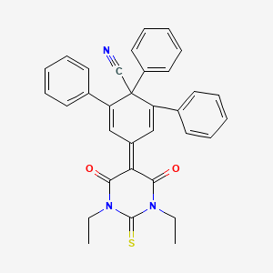 4-(1,3-Diethyl-4,6-dioxo-2-sulfanylidene-1,3-diazinan-5-ylidene)-1,2,6-triphenylcyclohexa-2,5-diene-1-carbonitrile