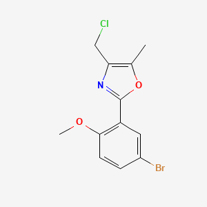 molecular formula C12H11BrClNO2 B1440521 2-(5-溴-2-甲氧基苯基)-4-(氯甲基)-5-甲基-1,3-噁唑 CAS No. 1232790-77-0