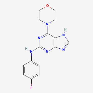 molecular formula C15H15FN6O B1440579 N-(4-fluorophenyl)-6-morpholino-9H-purin-2-amine CAS No. 1251578-67-2
