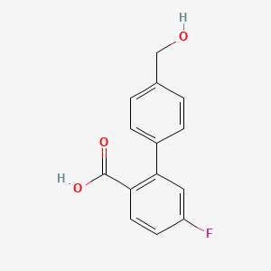 molecular formula C14H11FO3 B1440642 4-Fluoro-2-(4-hydroxymethylphenyl)benzoic acid CAS No. 1261994-06-2
