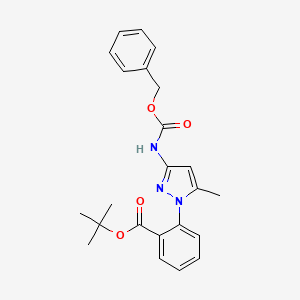 molecular formula C23H25N3O4 B1440653 tert-butyl 2-(3-{[(benzyloxy)carbonyl]amino}-5-methyl-1H-pyrazol-1-yl)benzoate CAS No. 1261079-78-0