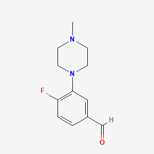 molecular formula C12H15FN2O B1440681 4-氟-3-(4-甲基-1-哌嗪基)苯甲醛 CAS No. 1197193-16-0