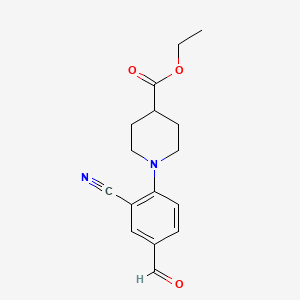 molecular formula C16H18N2O3 B1440706 1-(2-氰基-4-甲酰苯基)哌啶-4-甲酸乙酯 CAS No. 1272756-67-8