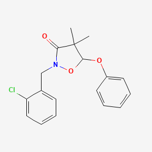 molecular formula C18H18ClNO3 B14407351 2-[(2-Chlorophenyl)methyl]-4,4-dimethyl-5-phenoxy-1,2-oxazolidin-3-one CAS No. 81778-62-3